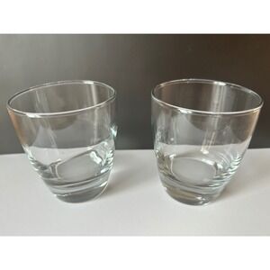 Set of 2 Clear Glass Lowball Tumblers Weighted Base Whiskey Juice Glasses
